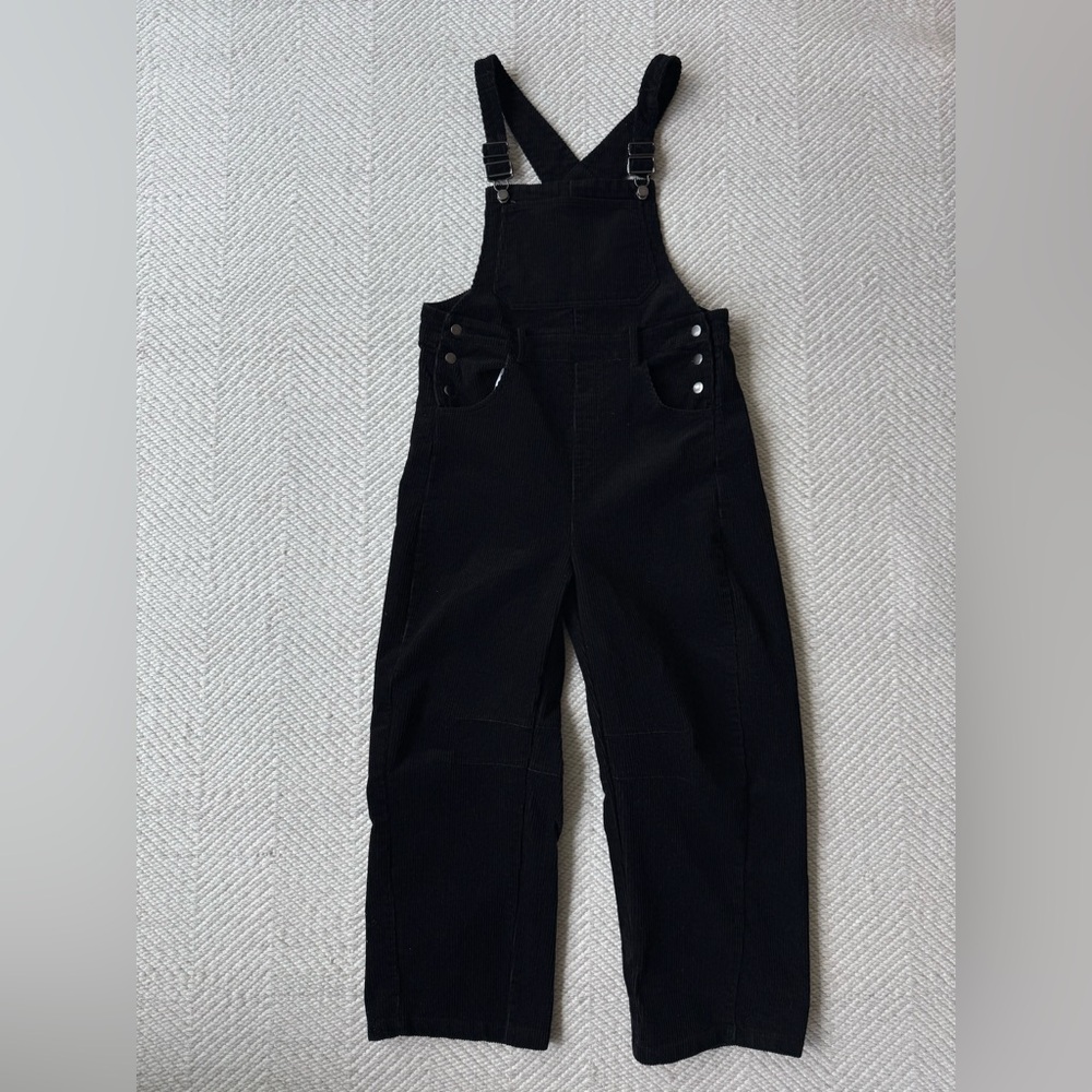 Black Corduroy Barrel Leg Overalls sz S